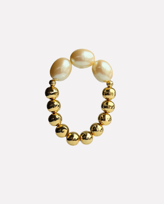 Pearl punk vintage Japanese + gold beaded bracelet - limited edition