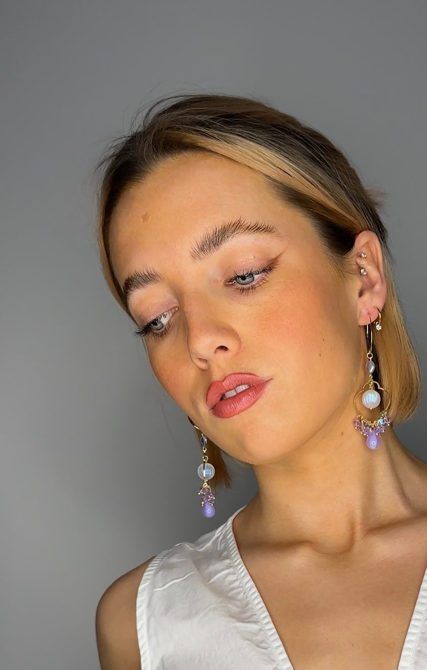 Zia iridescent lilac drop crystal earrings