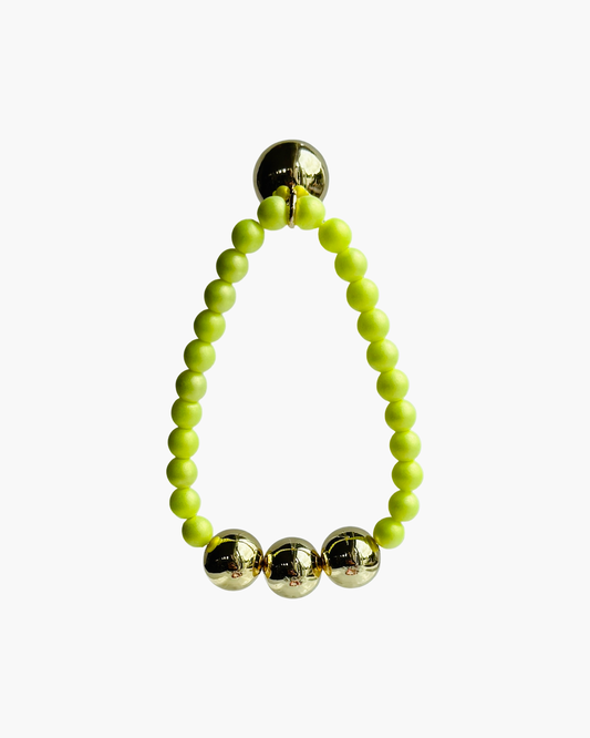 Betty boo iridescent lemoncello crystal pearl gold beaded bracelet