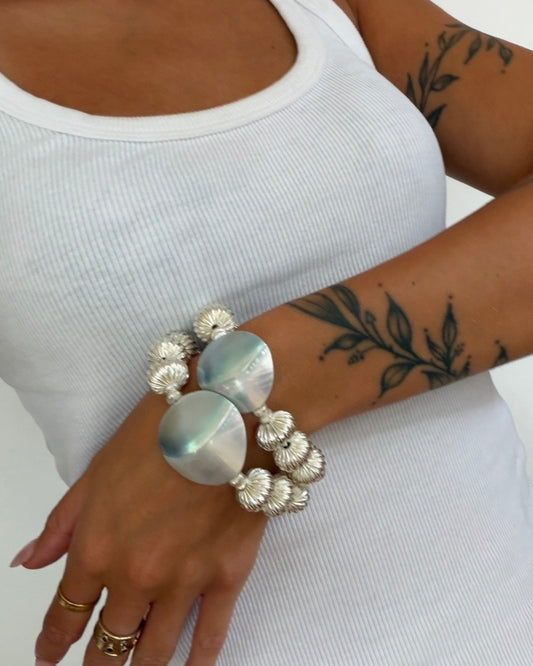 She Sells Sea Shells Vintage Shell Silver Bracelet