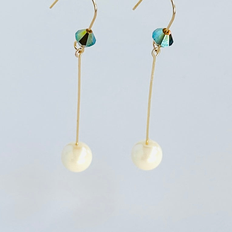 Kellie Pearl drop crystal earrings