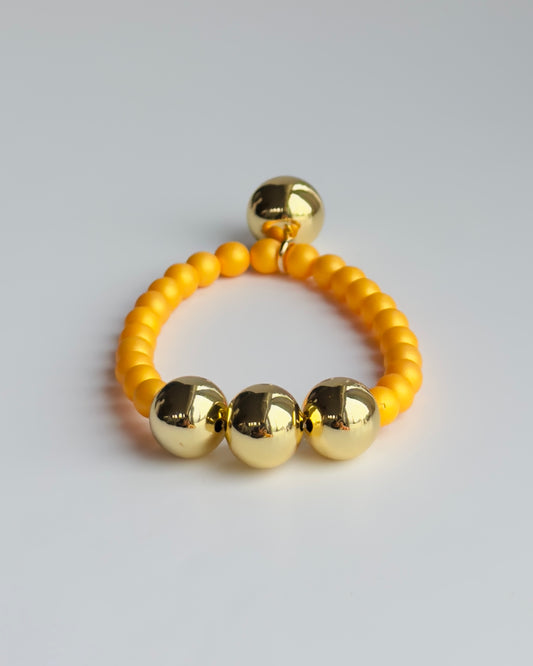 Betty boo iridescent pumpkin crystal pearl gold beaded bracelet