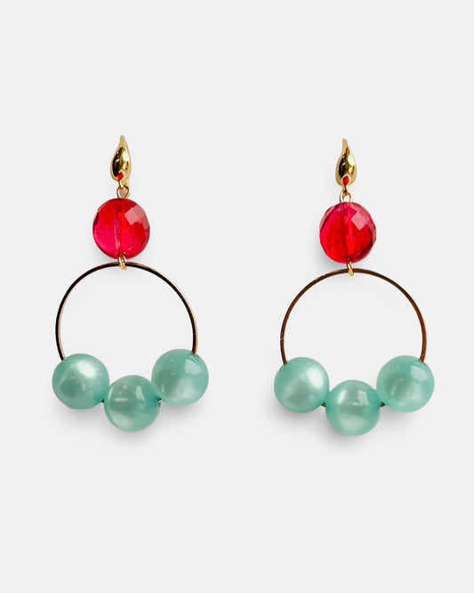 Cherie strawberry + peppermint drop hoop earrings