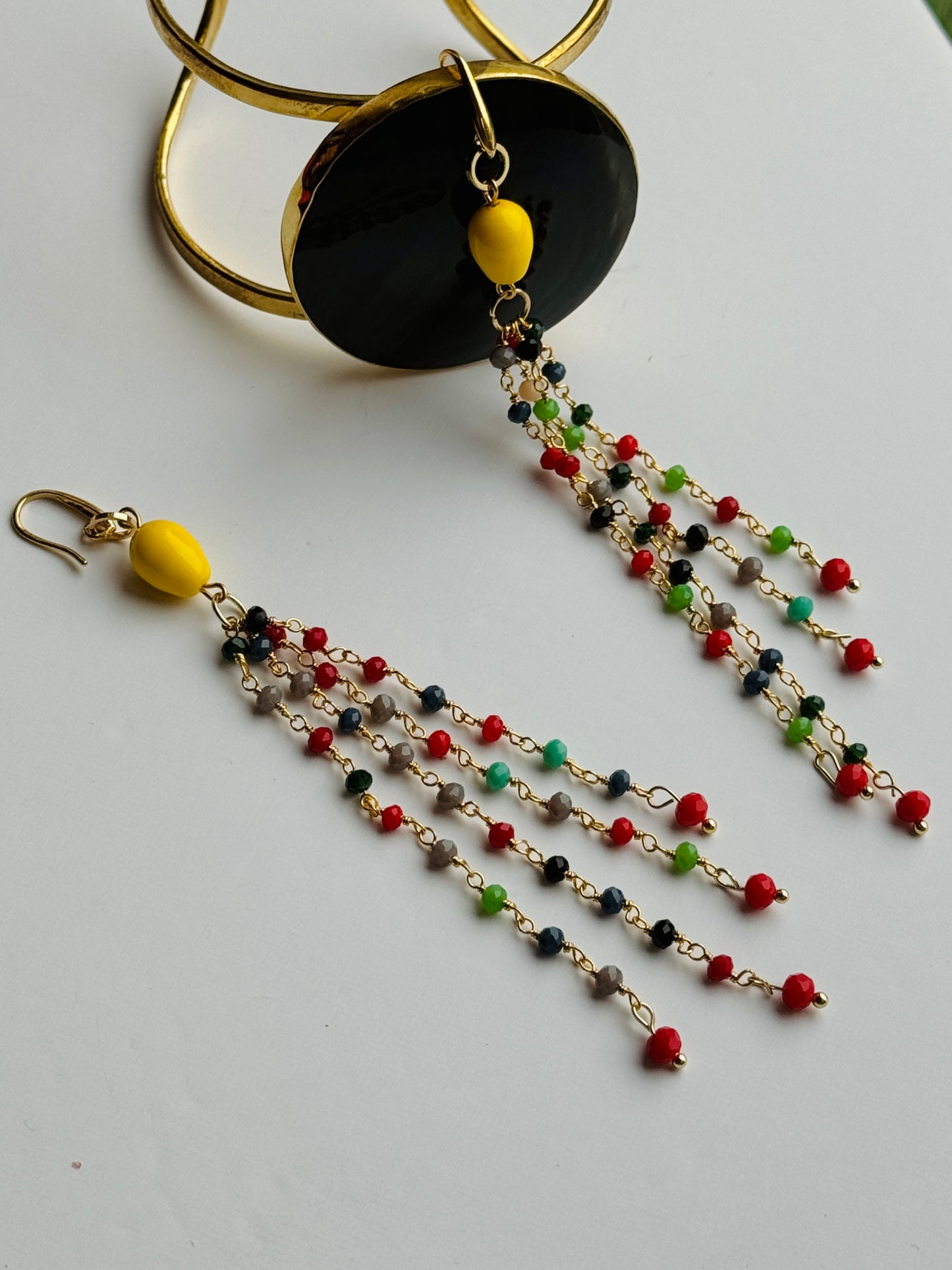 Tessabella drop multi coloured earrings