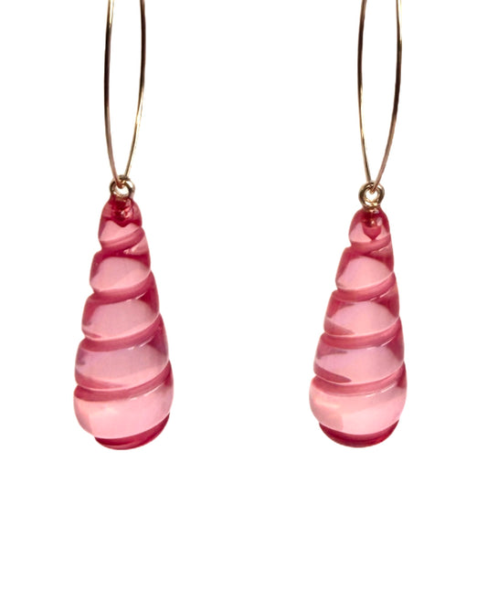Twist Drop Raspberry Pink 14K Gold Plated Earrings