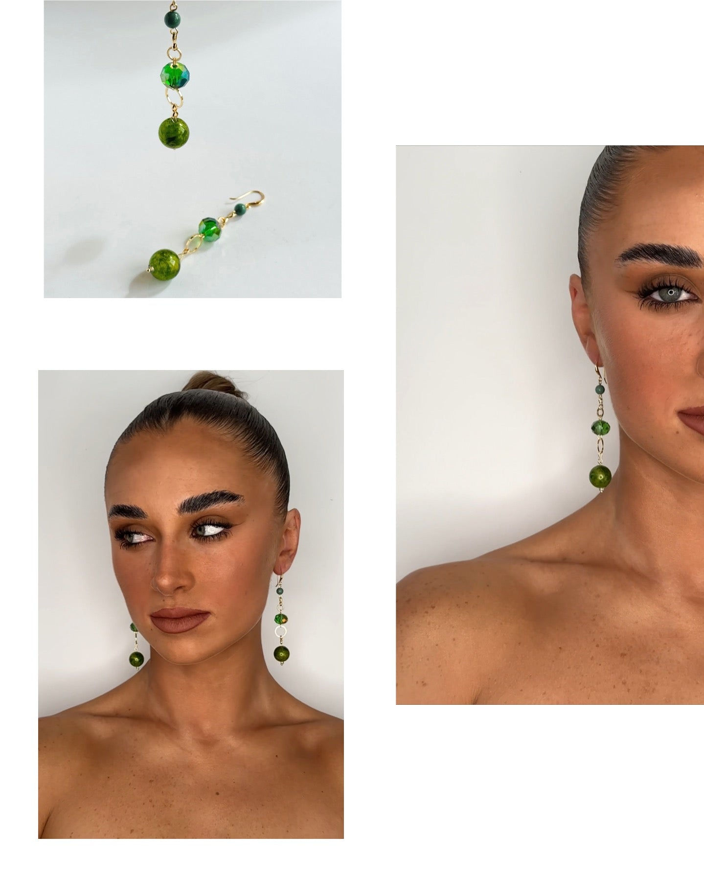 Hazel drop earrings in moss green