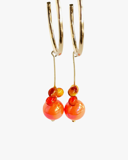 Malinda tangerine drop Crystal hoop earrings