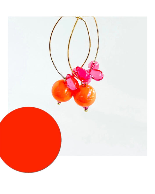 Belinda tangerine + pink drop earrings