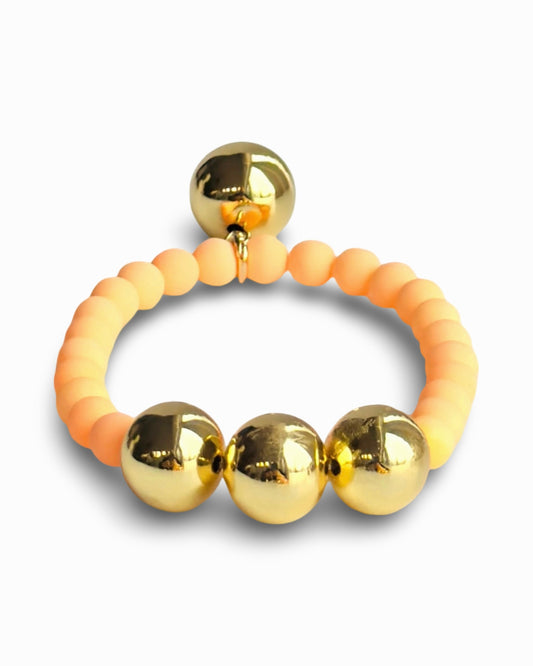 Betty boo apricot crystal pearl gold beaded bracelet
