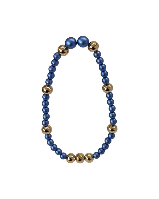 Baby love navy blue pearl + gold bracelet