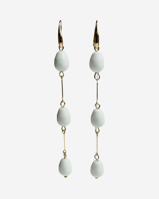 White crystal gold raindrop earrings