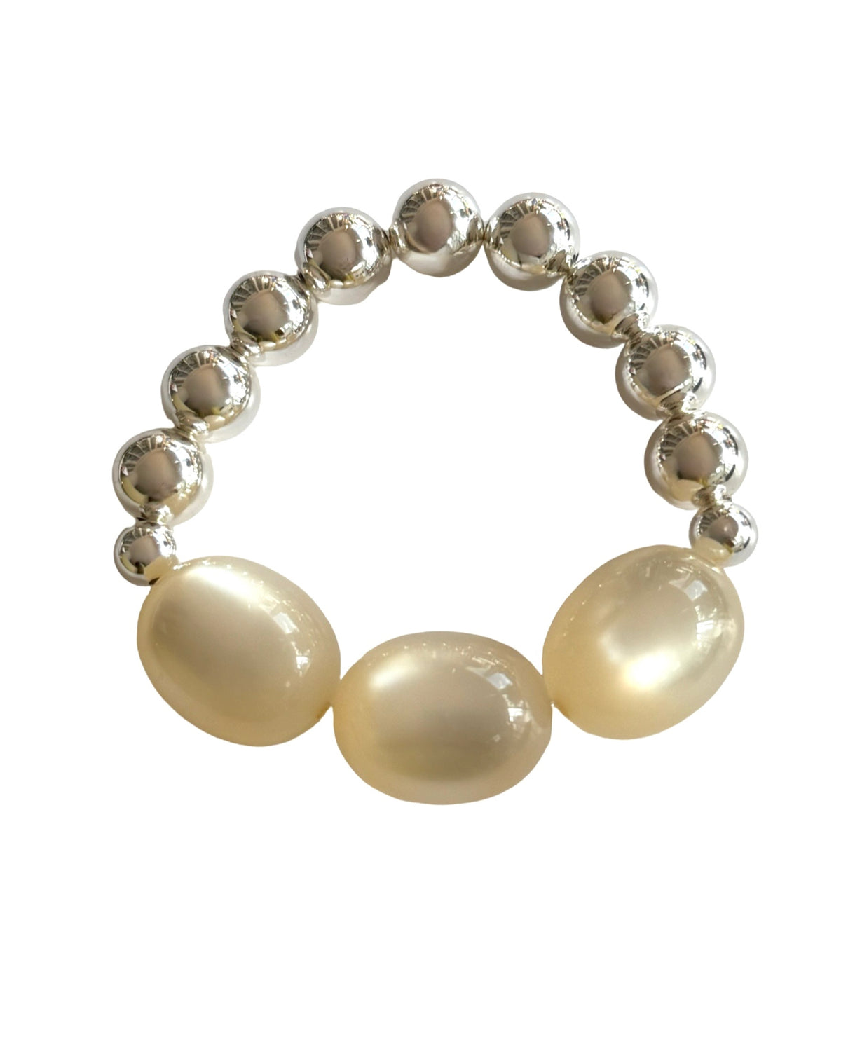 The Duchess Chunky Pearl Silver Bracelet