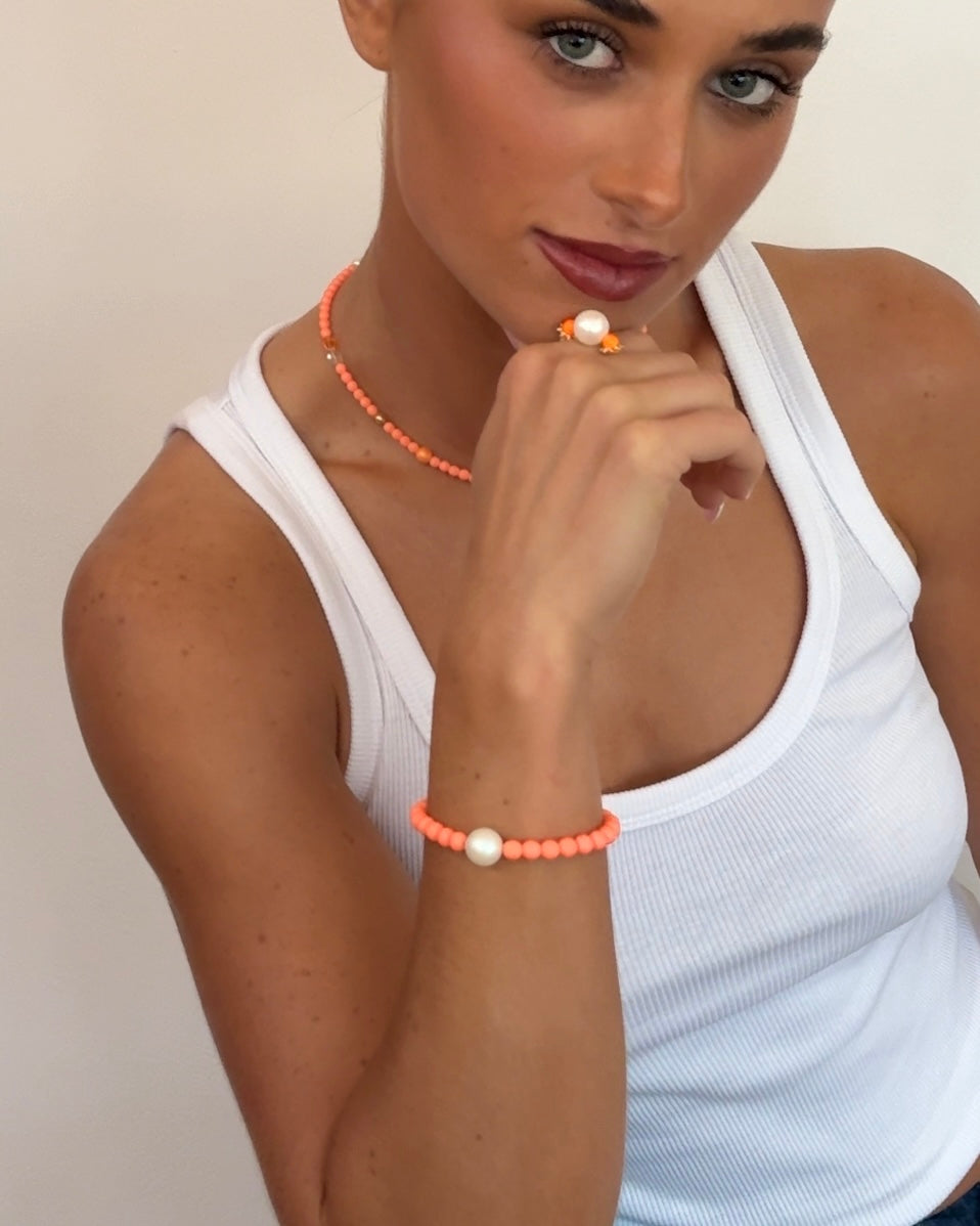 Sherbet drop nectarine crystal pearl chocker