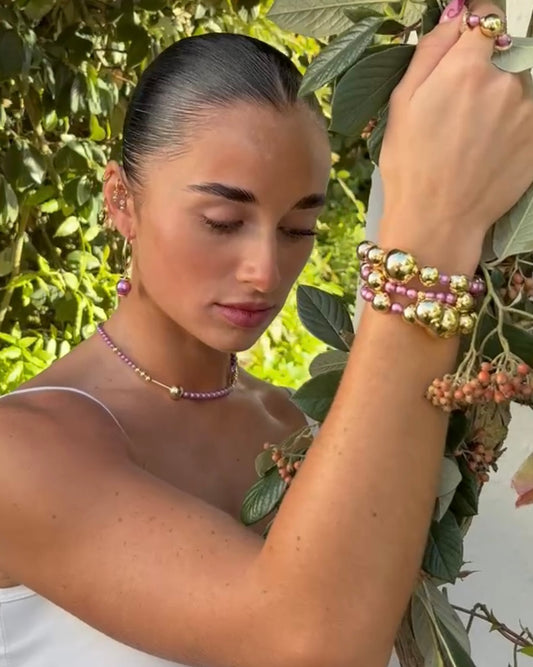Fifi Trixie gold + purple haze crystal pearl chocker