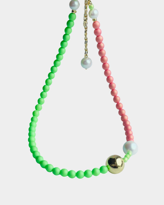 Petallic summer crush crystal pearl gold multi wear necklace