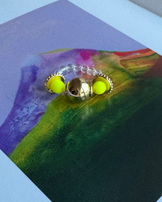 Popsie pie neon yellow gold ring