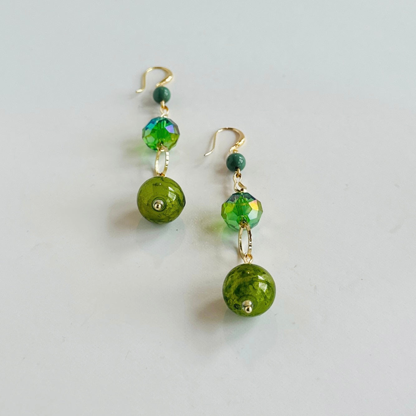 Hazel drop earrings in moss green