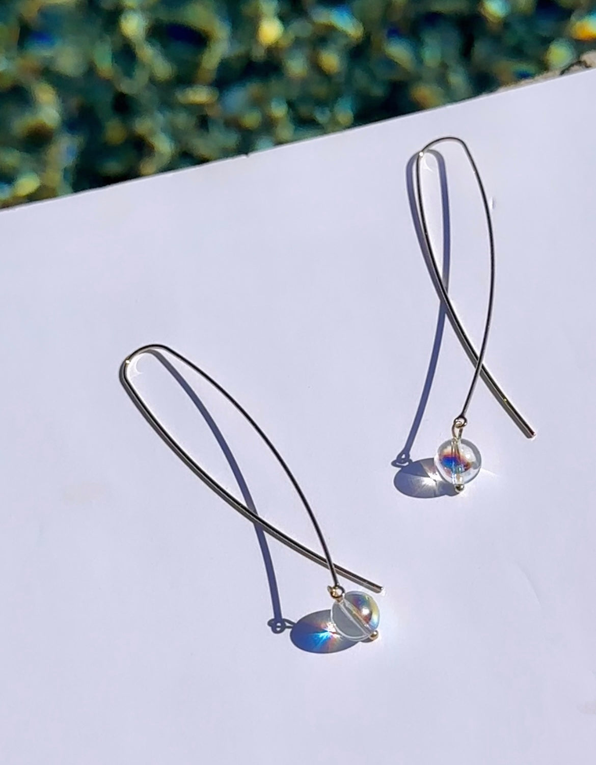 Crystal ball drop twist earrings