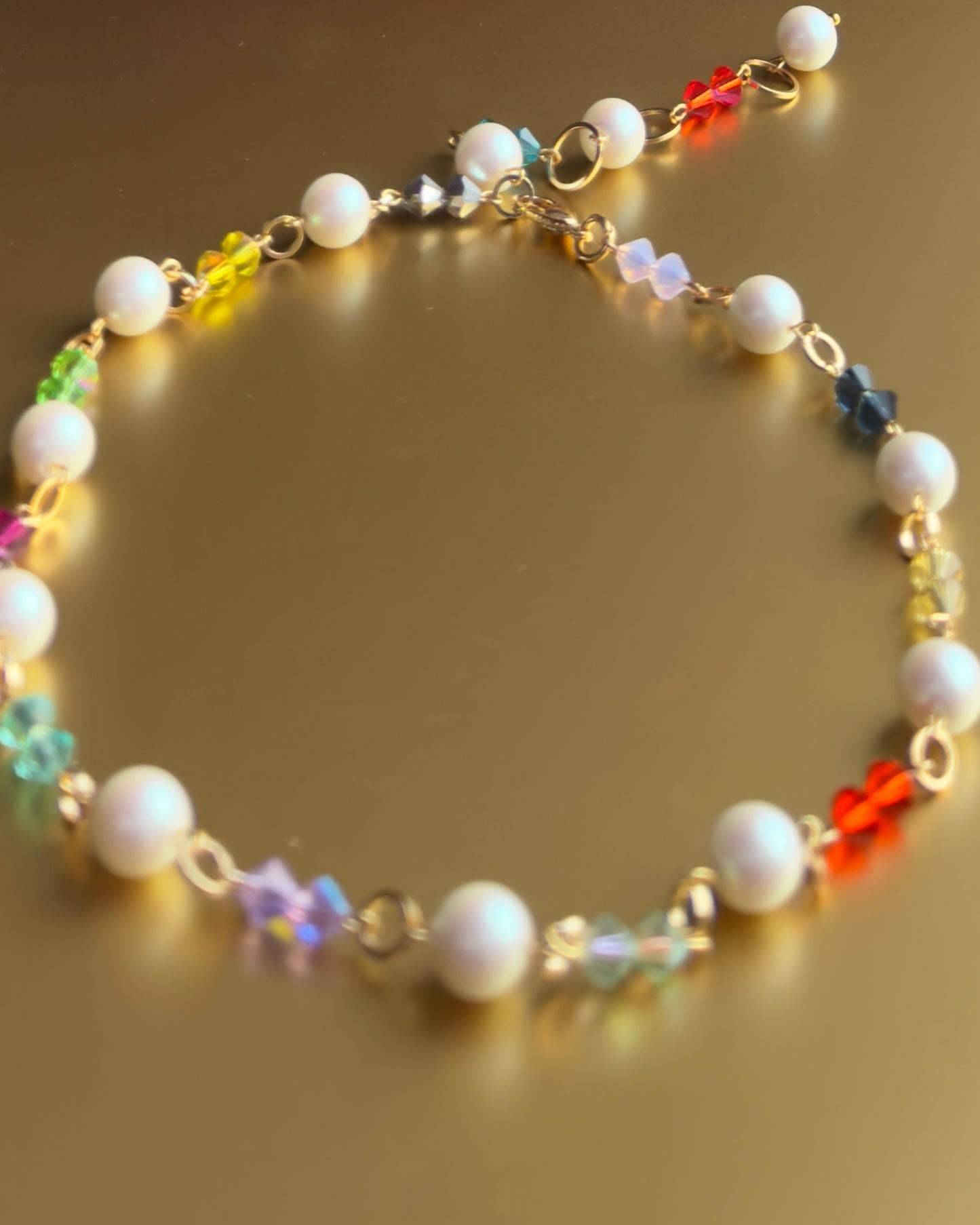 Lila rainbow crystal pearl multi wear necklace