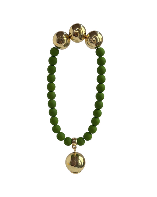 Olive Betty Boo Crystal gold beaded bracelet