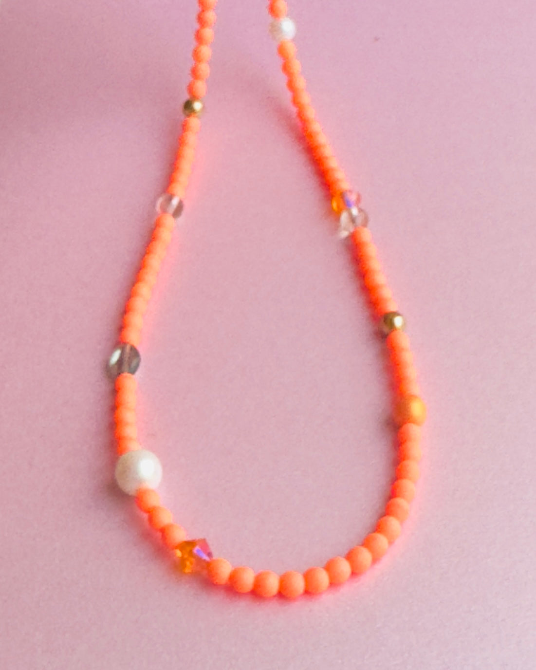 Sherbet drop nectarine crystal pearl chocker