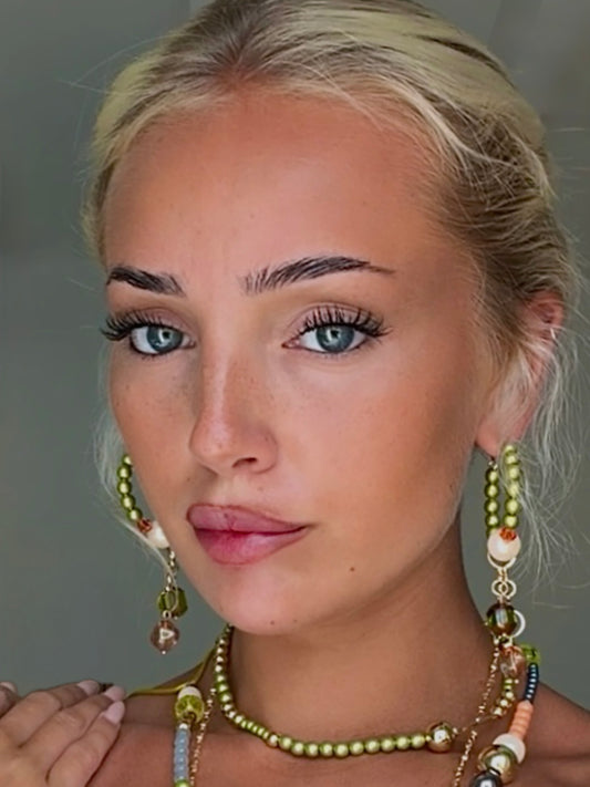Bambi Olive Crystal Multi Wear Drop Hoops