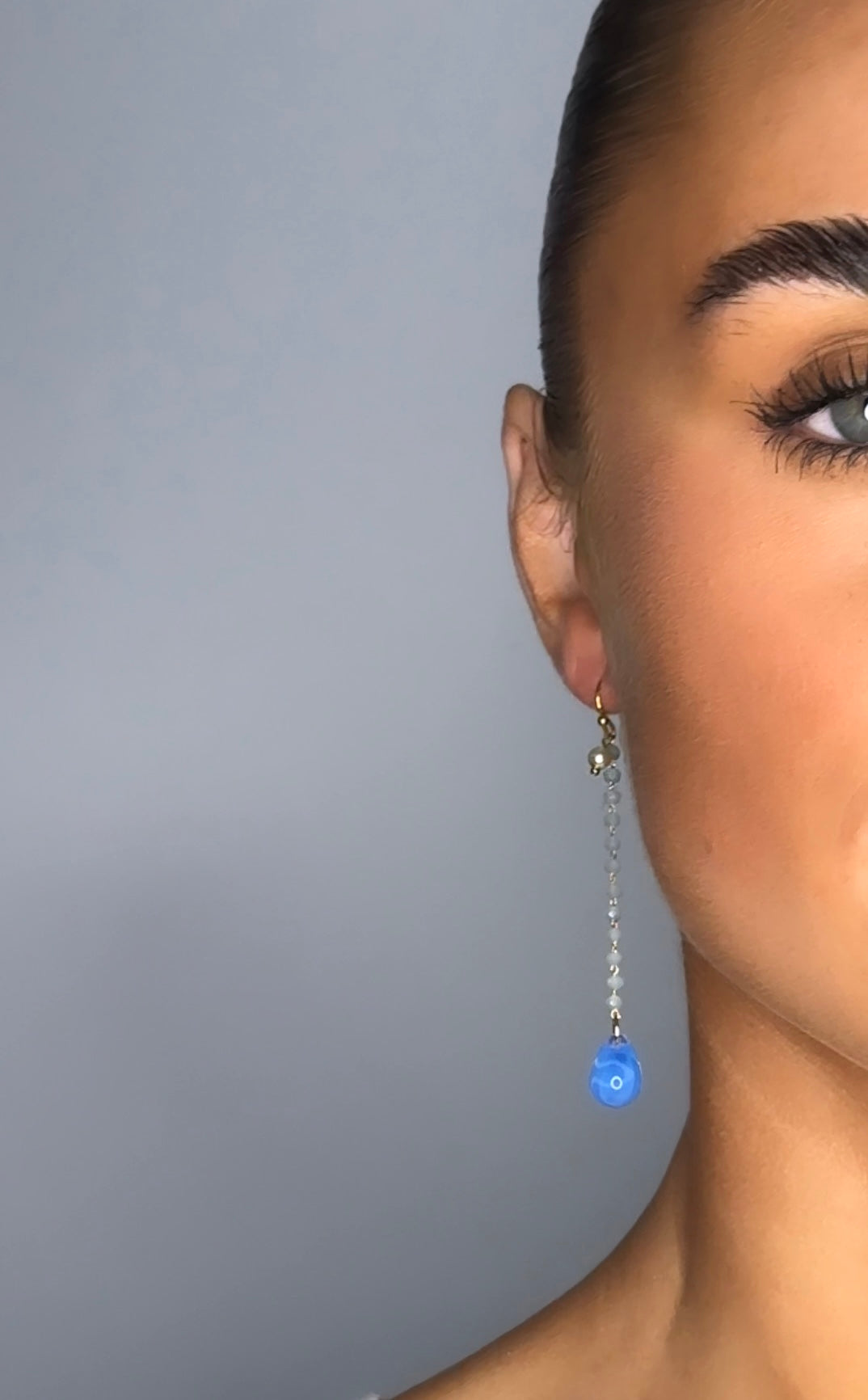 Rosie drop earrings in cornflower blue