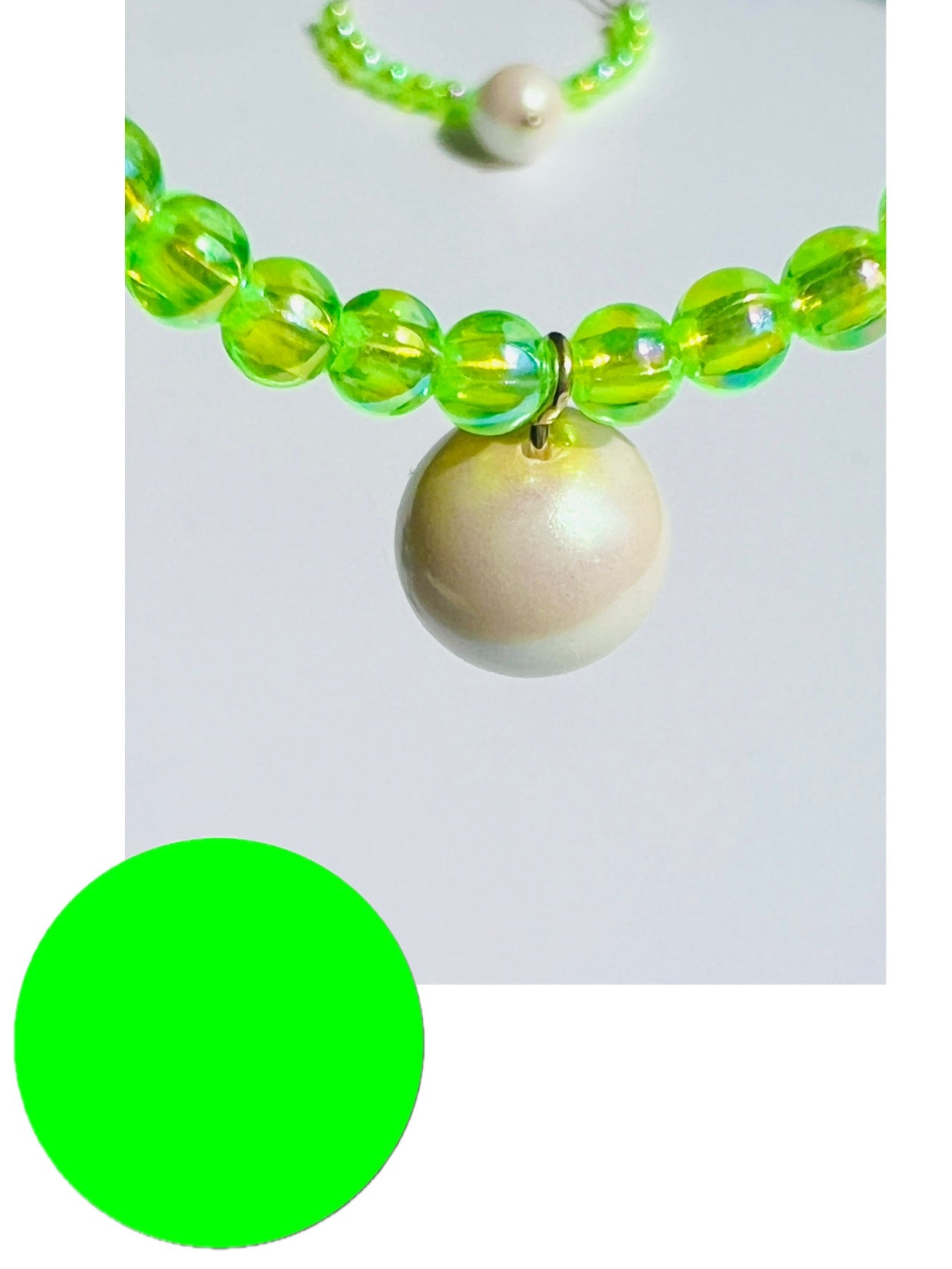 Colour pop neon lime drop pearl hoops