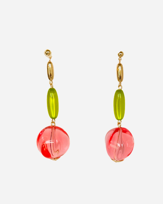Lolita vintage pink beaded drop earrings