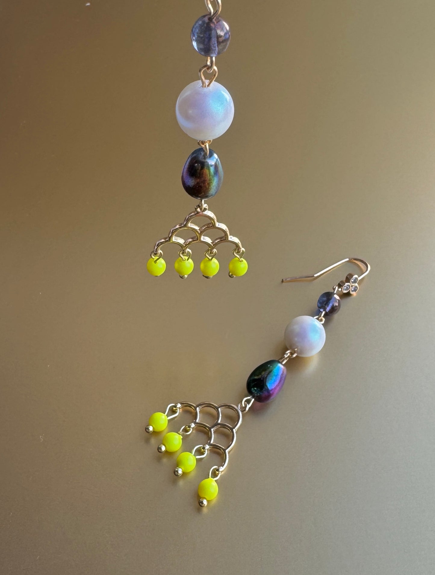 Clara pearl neon drop earrings