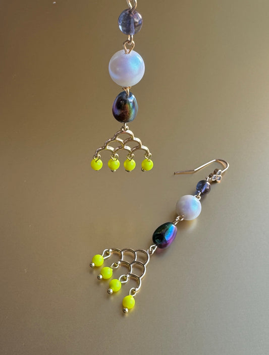 Clara pearl neon drop earrings