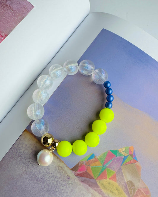 Sweetie pie neon yellow, blue pearl neon pop bracelet