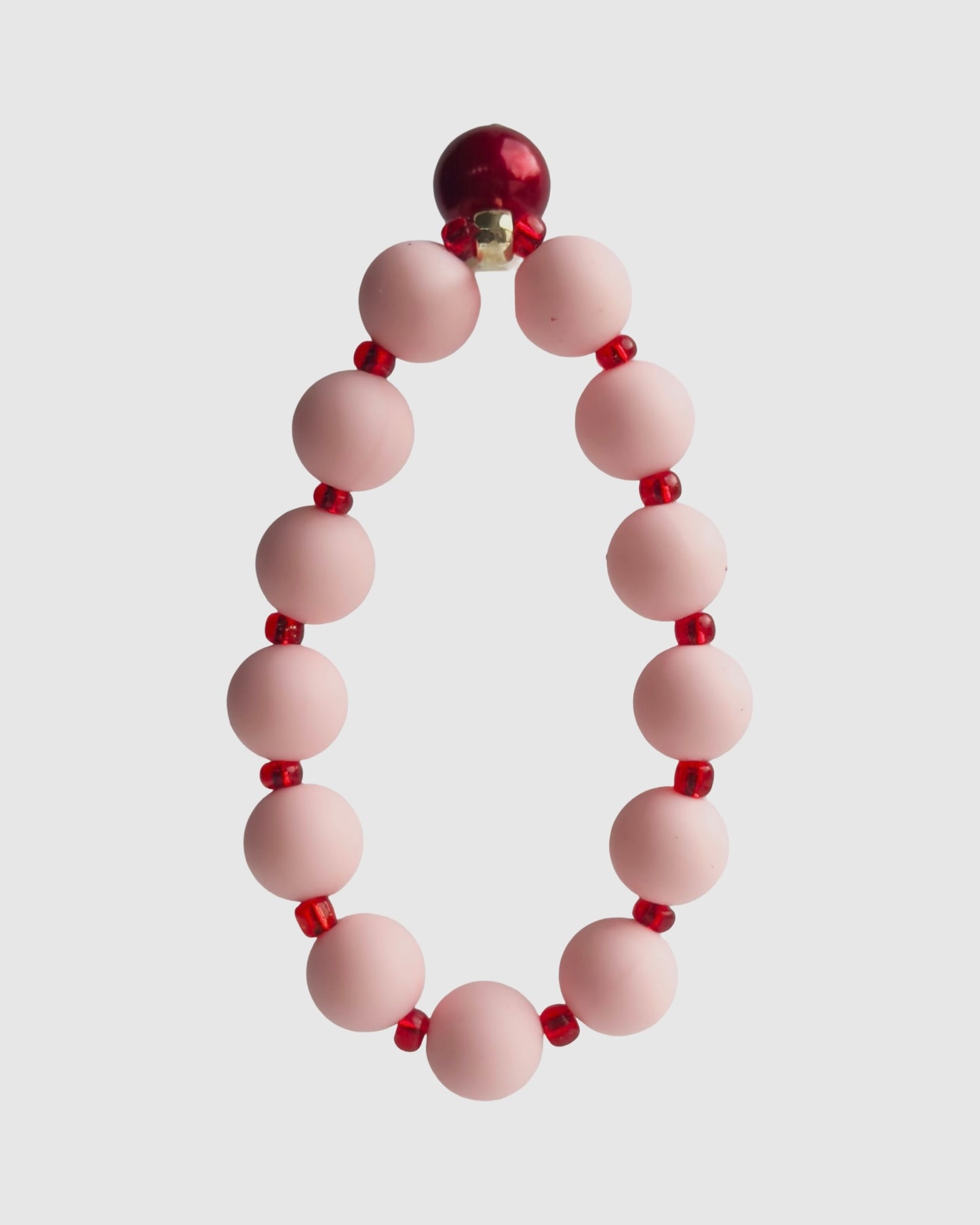 Beau pink + red beaded charm bracelet