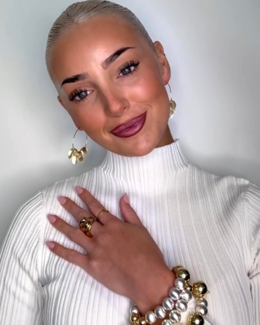 Pippa Pie Silver plated beaded bracelet, gold drop charm