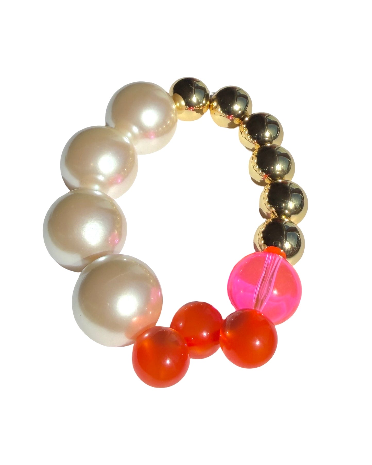 Bubblegum Bubbalicious Orange limited edition vintage pearl lucite + gold beaded bracelet