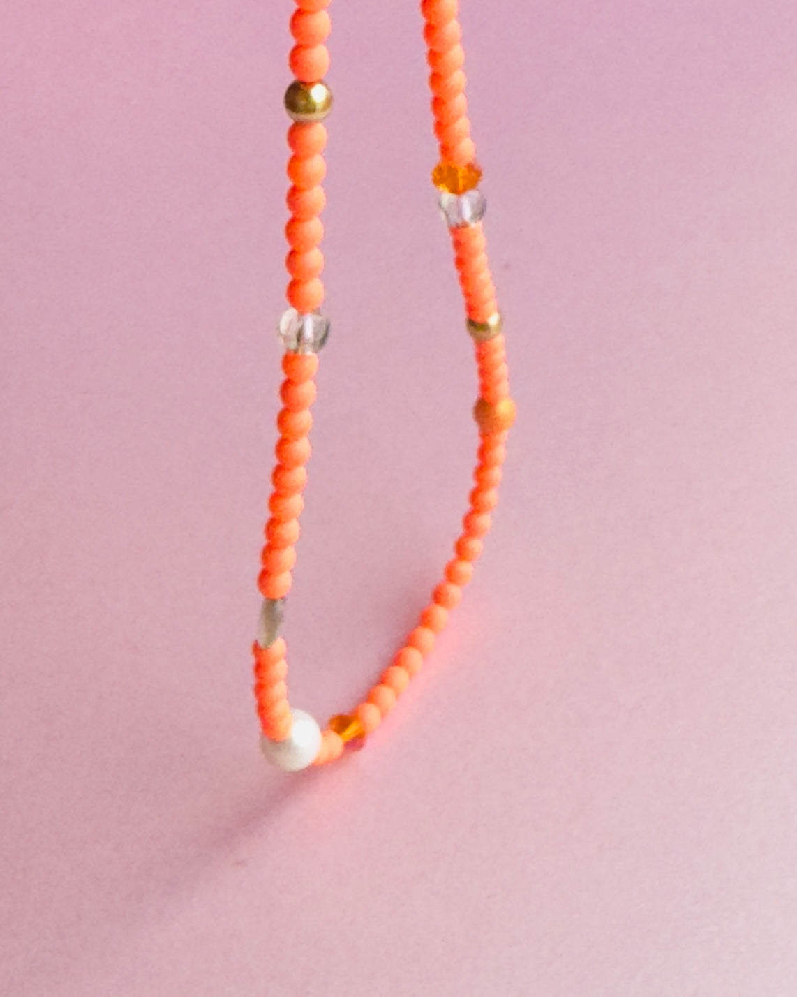 Sherbet drop nectarine crystal pearl chocker