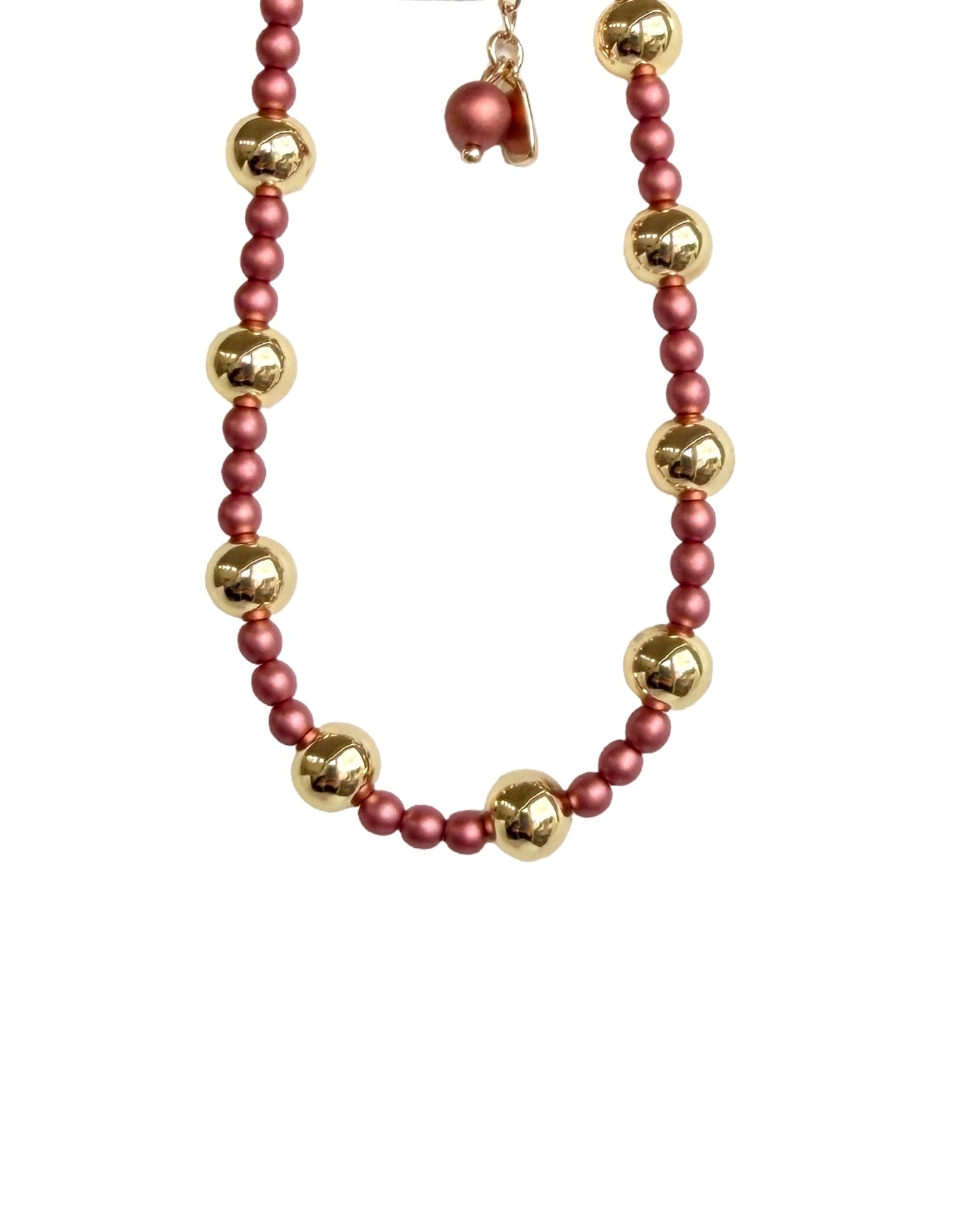 Talullah burgundy pearl + gold anklet