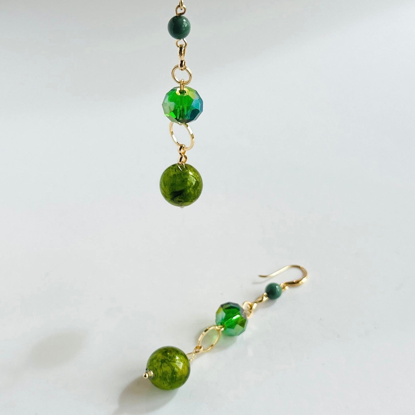 Hazel drop earrings in moss green