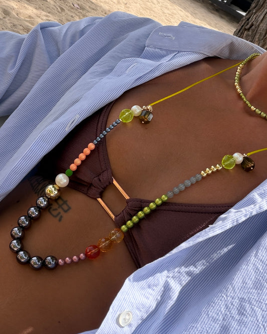 Bon Bon Orange Green Charcoal Multi Wear Necklace
