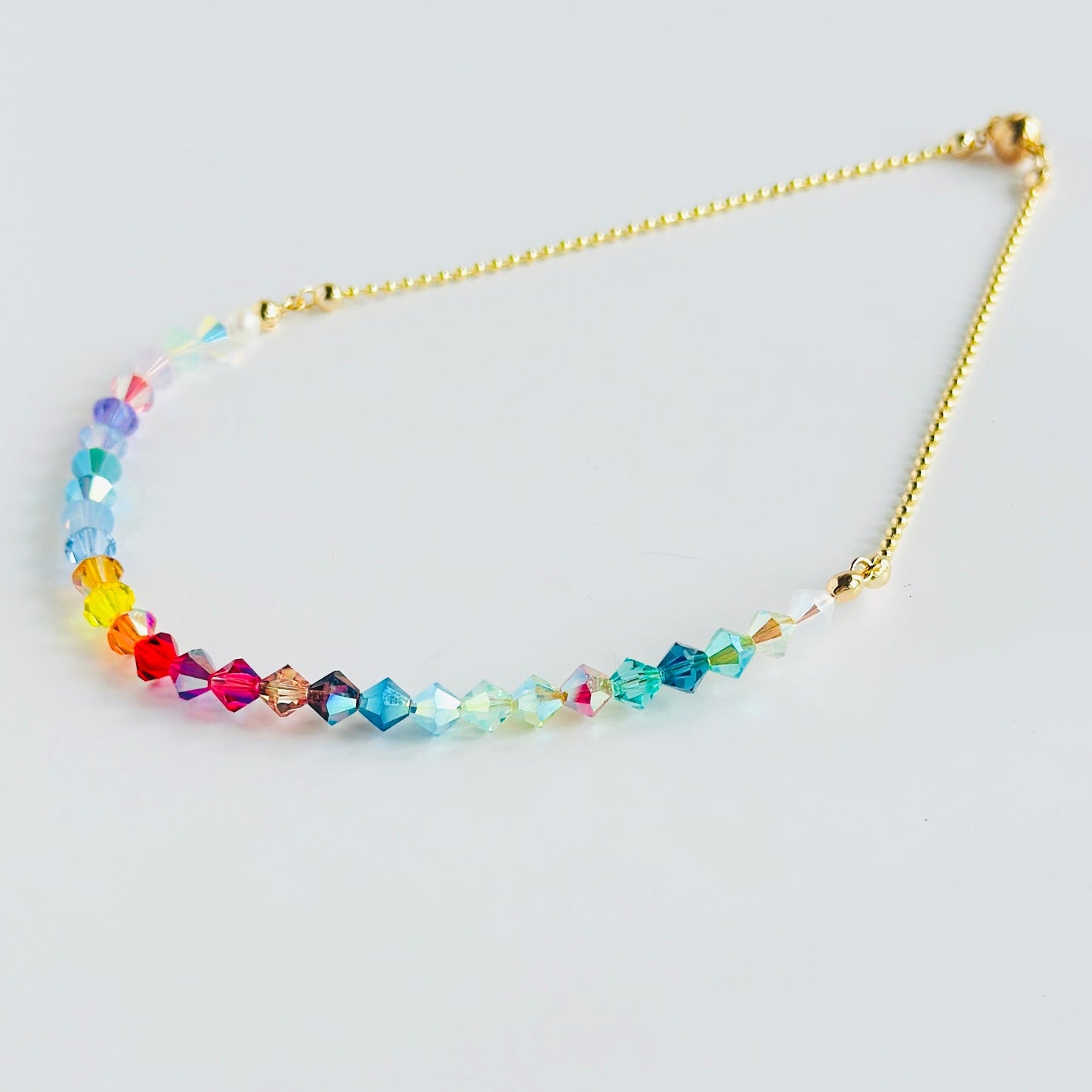 Crystabella rainbow Austrian crystal + gold chocker