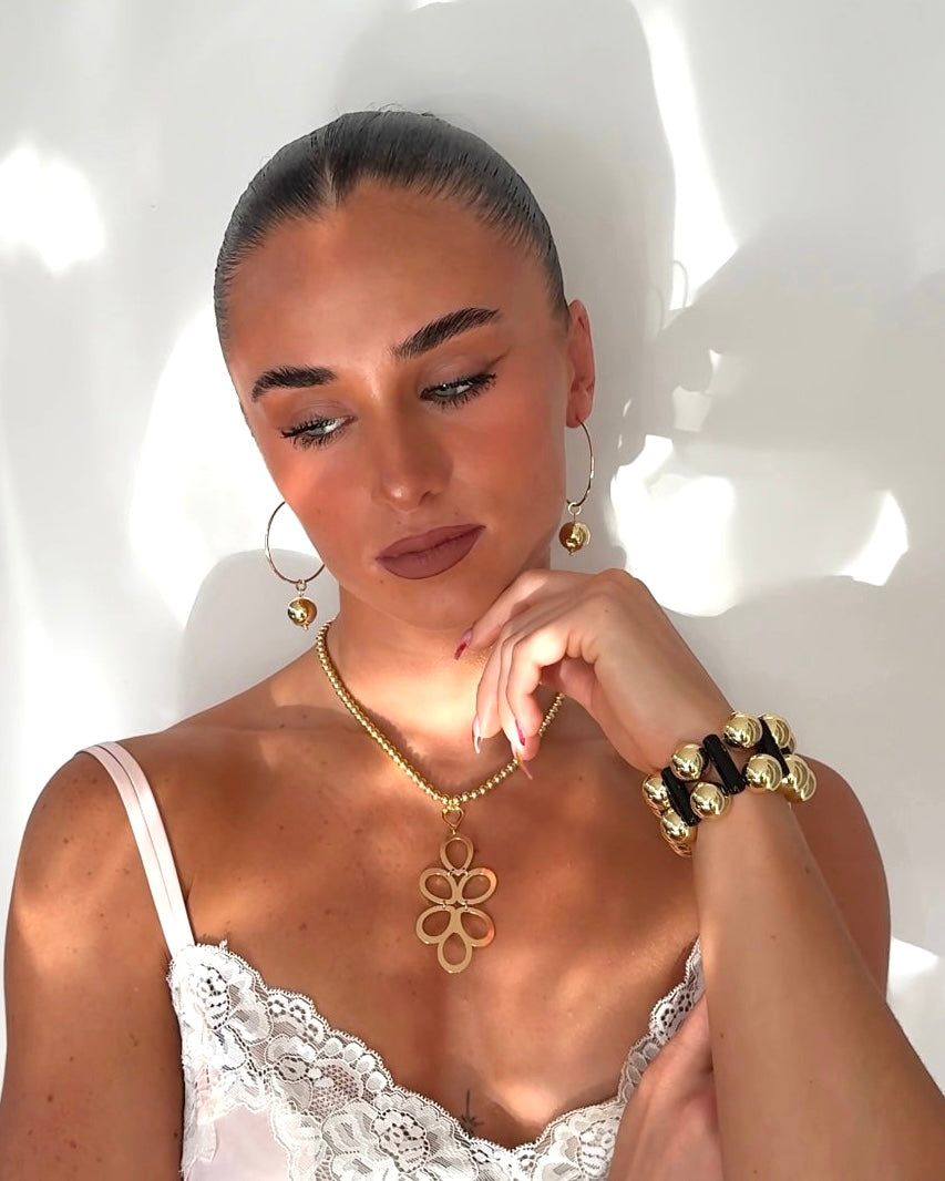 Pam gold filled drop pendant + beaded necklace