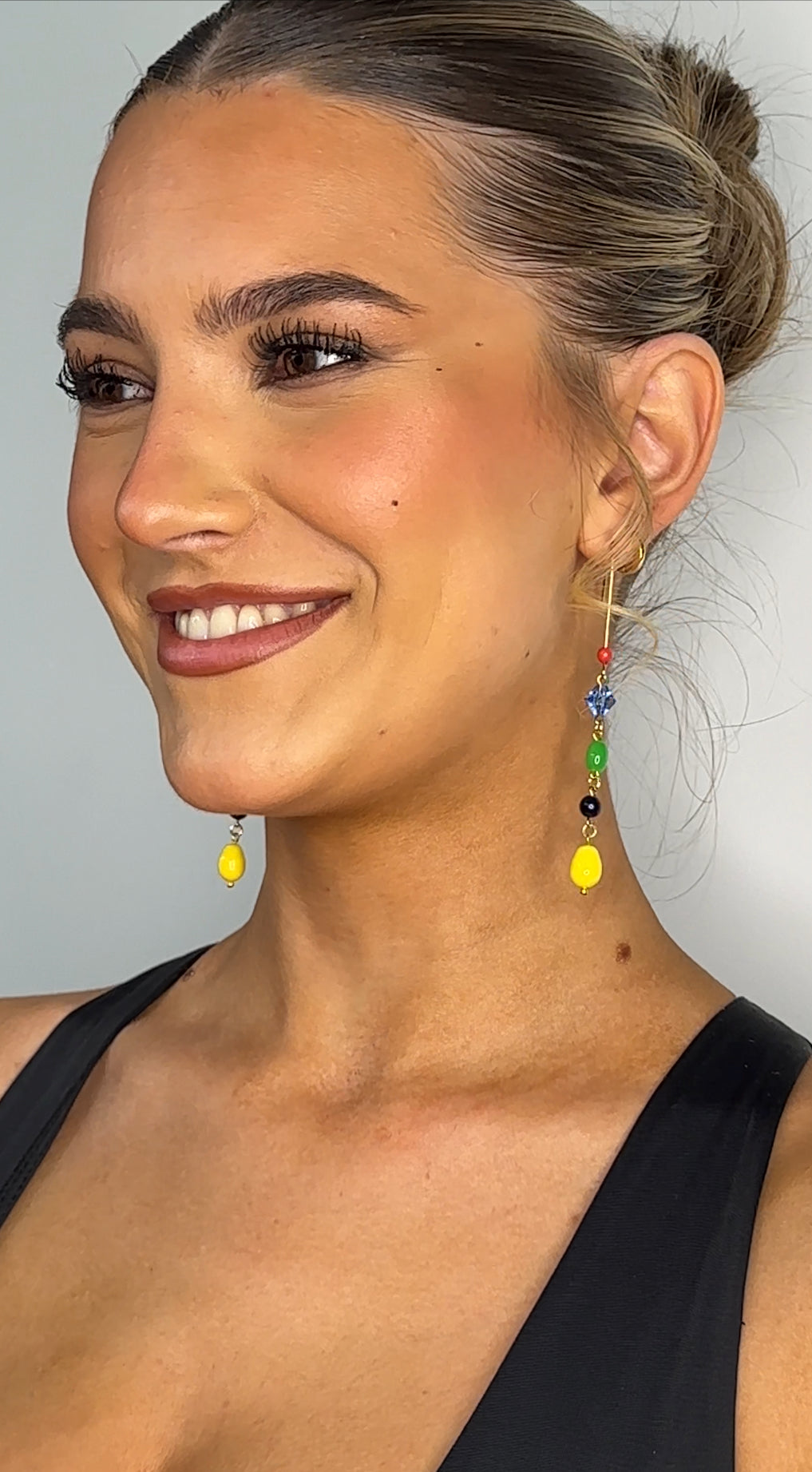 Gloria yellow drop crystal earrings