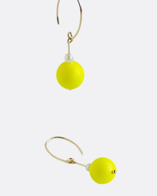 Pippa neon drop pearl earrings in yellow