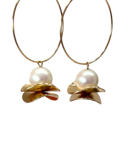 Malinda Pearl and gold hoops