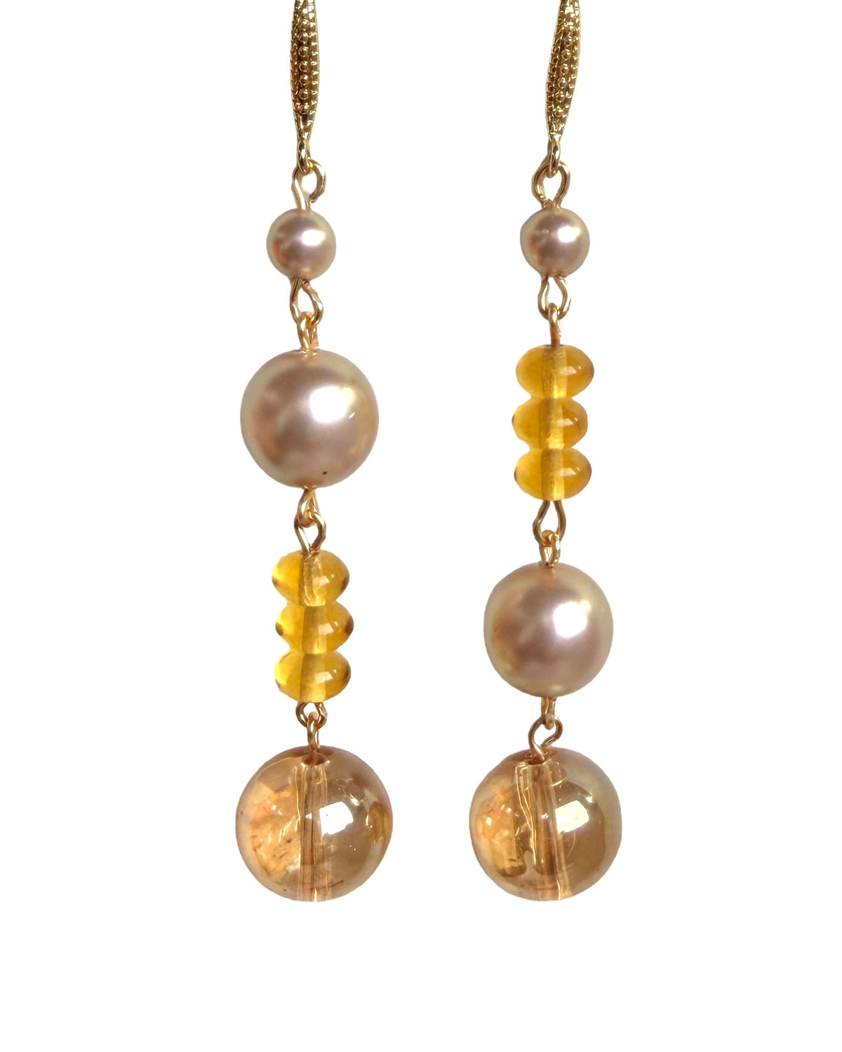 Miss Match Champagne Pink & Honey Drop Earrings