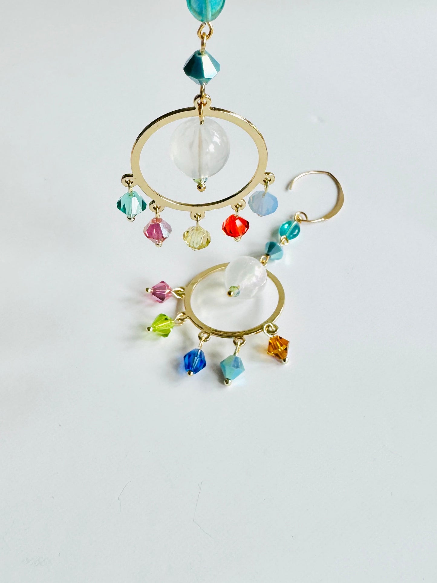 Rainbow rain drops crystal earrings