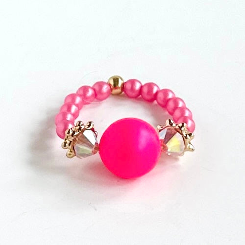 Bubblegum pink + crystal ring