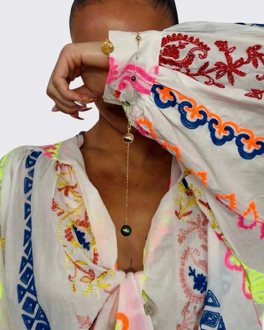 Lorelei Pearl + Crystal drop delicate long necklace