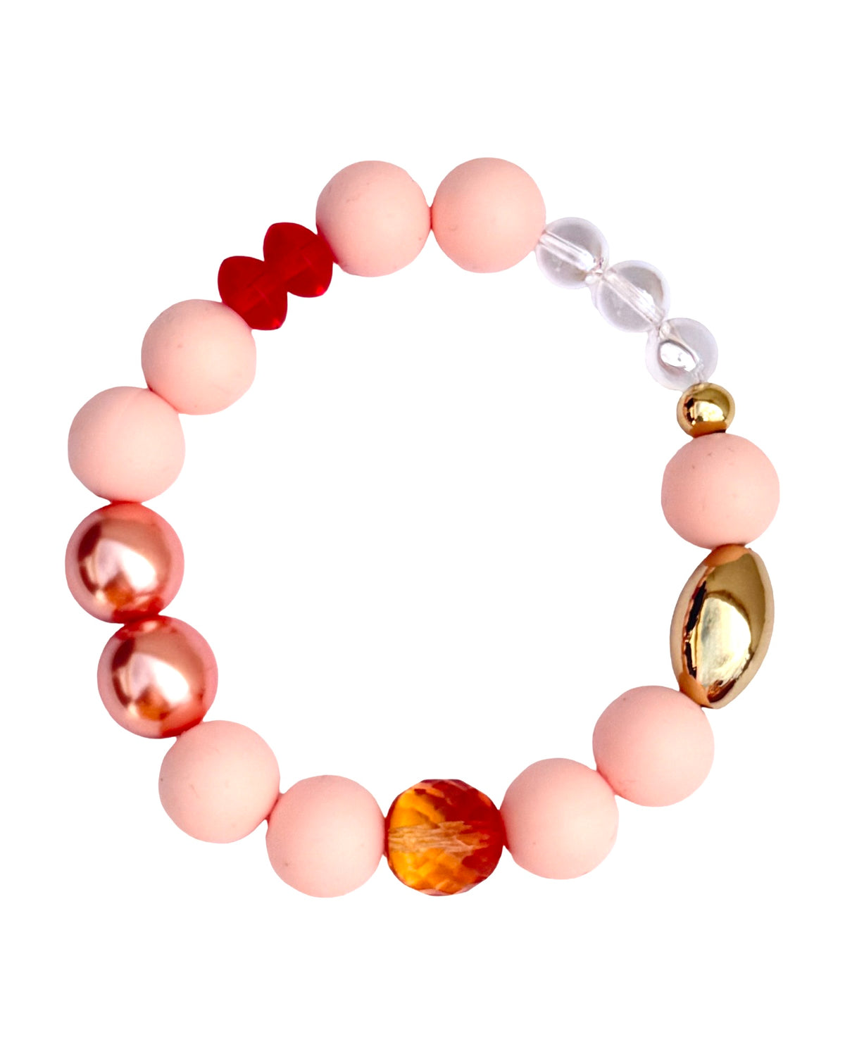 Honey Bunny Soft Peachy Pink Crystal Pearl Bracelet