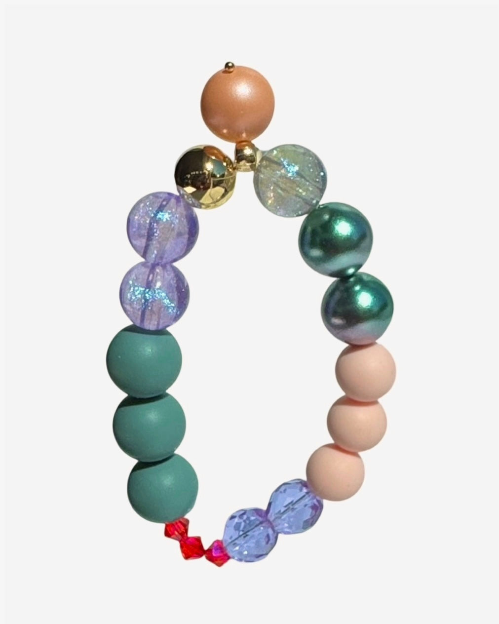 Juicy loop lilac, crystals, beads, gold, bracelet, drop crystal pearl charm